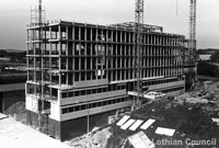 Old photograph of West Lothian House being built